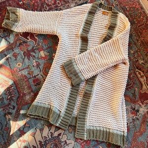 POL oversized cream and sage cardigan